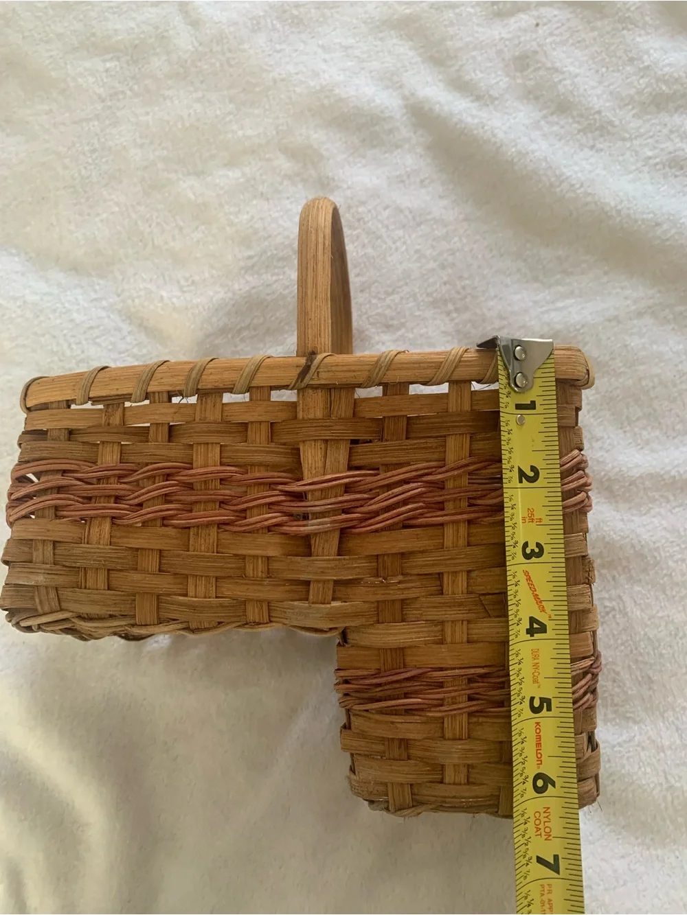 Vintage Wicker Mini Stair Basket, Plant Holder, Decor Organizer, Woven Wood